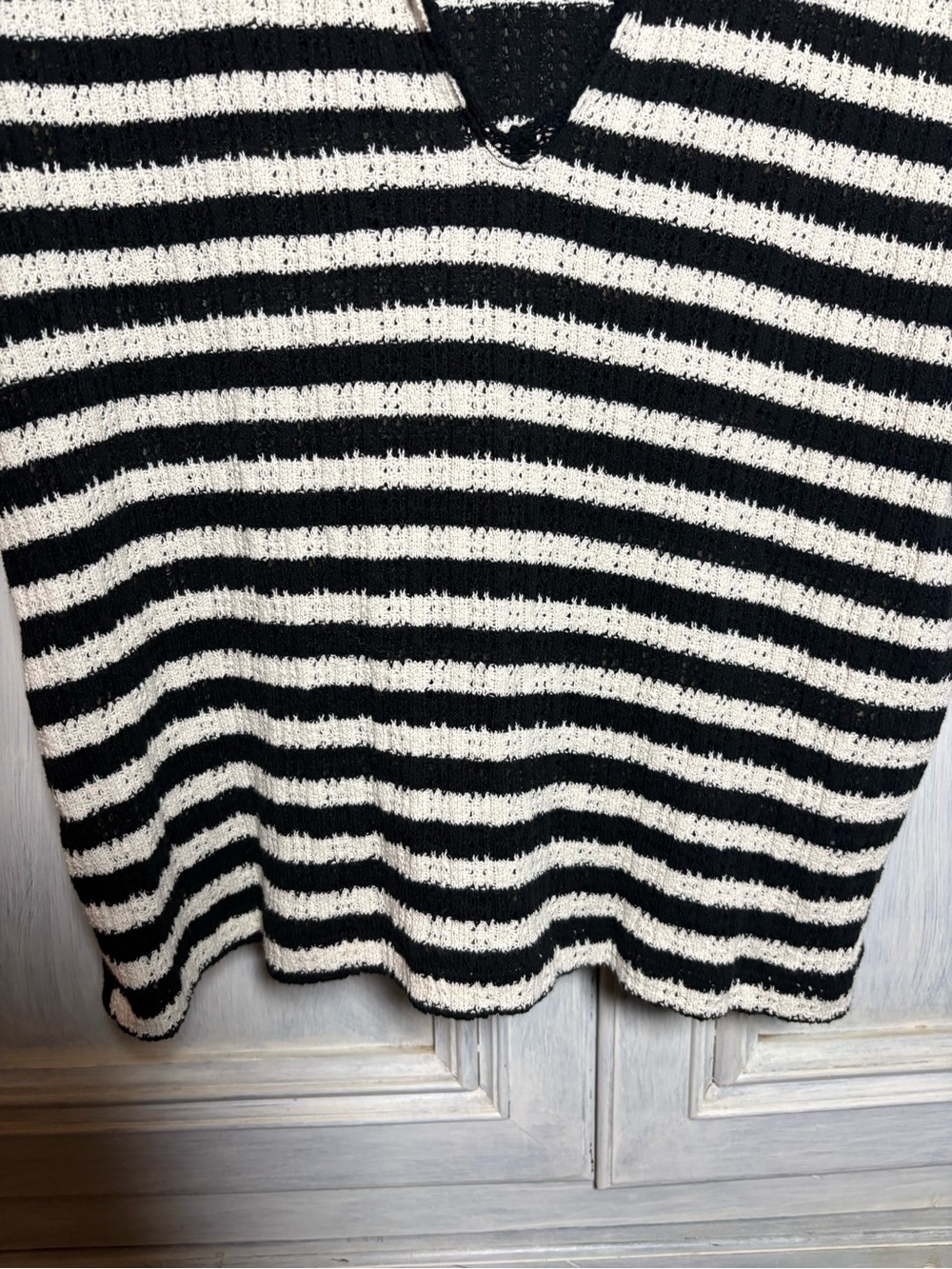 Madewell‎ Stripe Crochet-Knit V-Neck Sweater Tee Classic Feminine Preppy - Picture 8 of 12